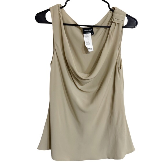 Giorgio Armani Tops - Giorgio‎ Armani Beige Draped Sleeveless Top Made in Italy Size 42